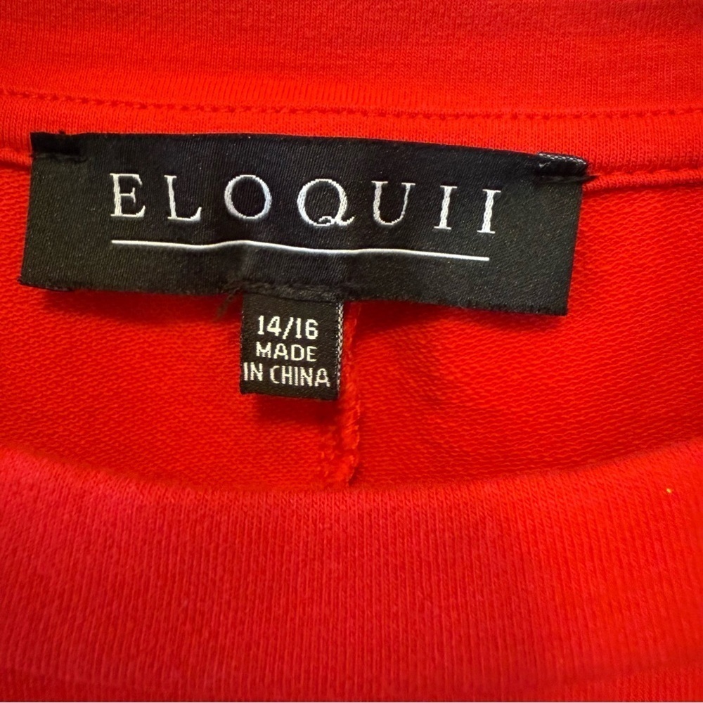 Eloquii Plus Size Women's Red Ruffle Sweatshirt - Picture 5 of 8
